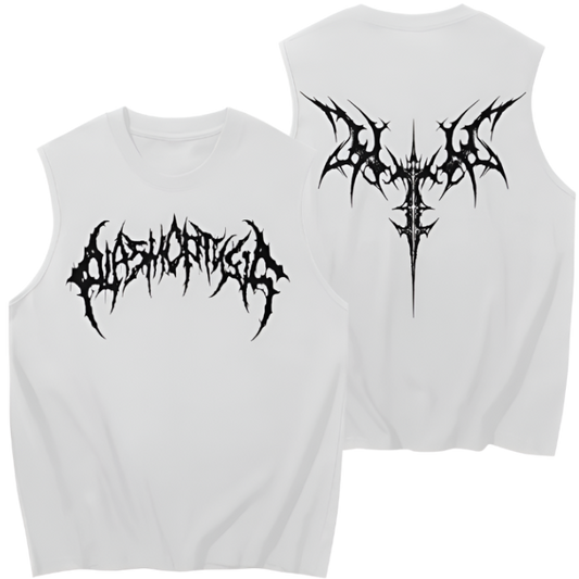 Metal-Core White Cut Off T-Shirt